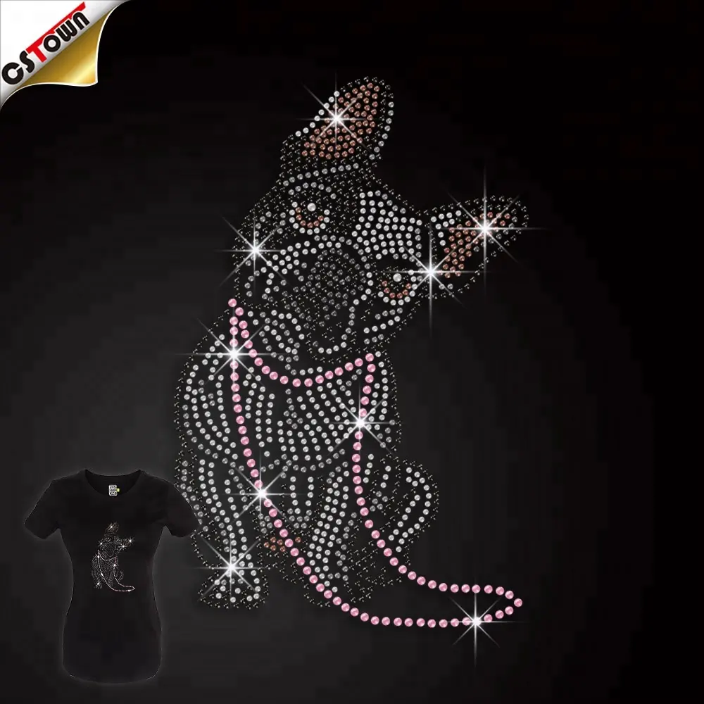 Commercio all'ingrosso bulldog animale da compagnia ferro sul hotfix rhinestone di cristallo motivo