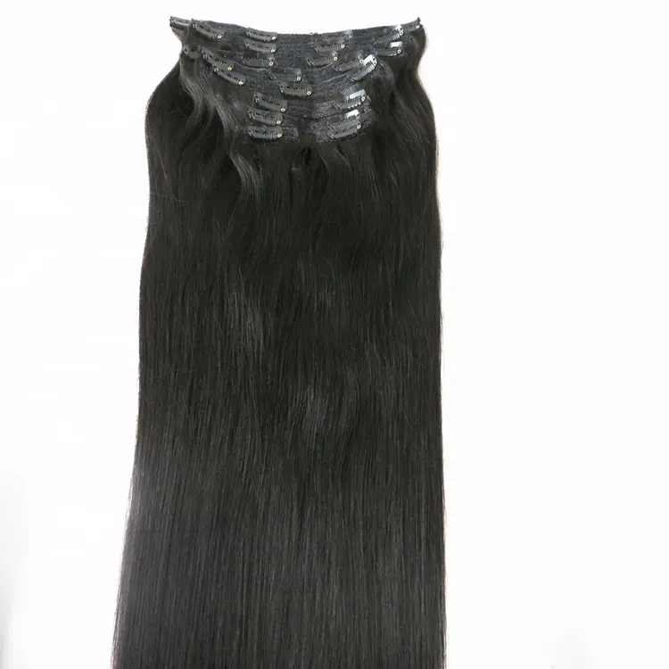Xuchang extensão de cabelo sintético, 1 conjunto de 22 polegadas 320 gramas cor natural com grampo desenhado, com cabelo humano real
