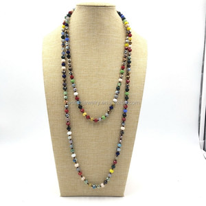 150CM Long Lovely <strong>Bead</strong> 8mm 6mm 4mm Hand Knotted Crystal Beaded Necklace - Product Image 4