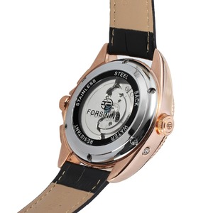 Forsining אוטומטי תאריך Tourbillon תכונה אמיתי עור חומר גנט יוקרה מותג Mens שעונים