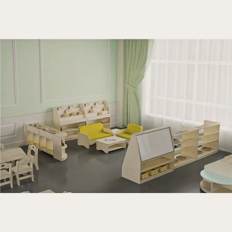 Top qualität krippe indoor spielplatz verwendet kindertages ausrüstung kinder holz möbel set für kindertages