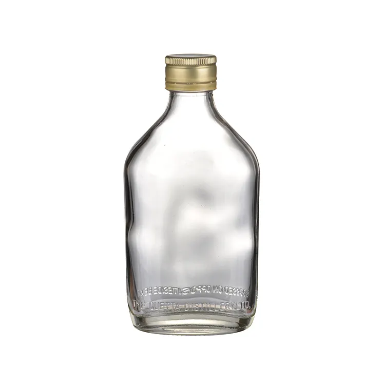 Botellas planas de cristal con tapa de aluminio, para whisky, vino, 100ml/150ml/200ml/250ml/300ml/500ml