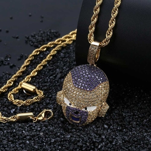 New Design Hiphop Copper <strong>CZ</strong> Iced Out Pendant Gold Plated Dragonball Goku Necklace - Product Image 3