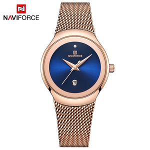 Naviforce נשים שעונים מותג העליון אופנה מזדמנים רצועת רשת פלדה פשוט שעון מתנה עבור בנות relogio נשי 5004