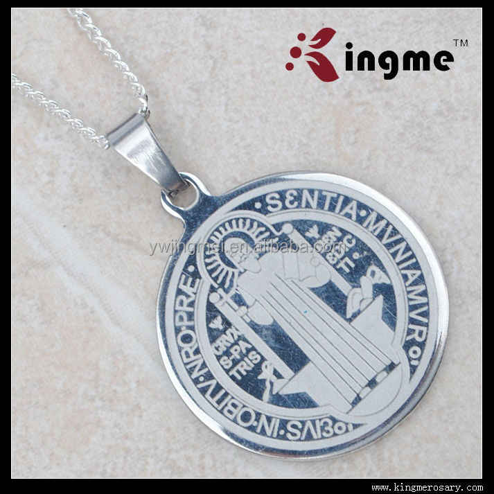 Stainless Steel Saint Benedict Pendant Catholic Saint with Necklace