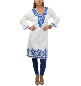 女士 Kurta 脖子和袖子设计绣花帕他尼 Kurta HSK2513 - Product Image 1