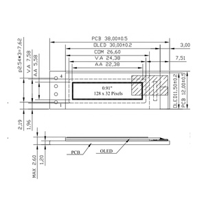 4pin 0,91 Zoll Bule Color Transparent Oled Flexible Oled Modul