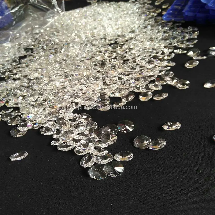 Commercio all'ingrosso cheap14mm octagon perline di cristallo ghirlanda di perline octagon perle di vetro allentati per tenda lampadario