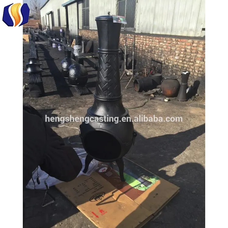 Chiminea Bằng Gang Đúc Đốt Gỗ Ngoài Trời