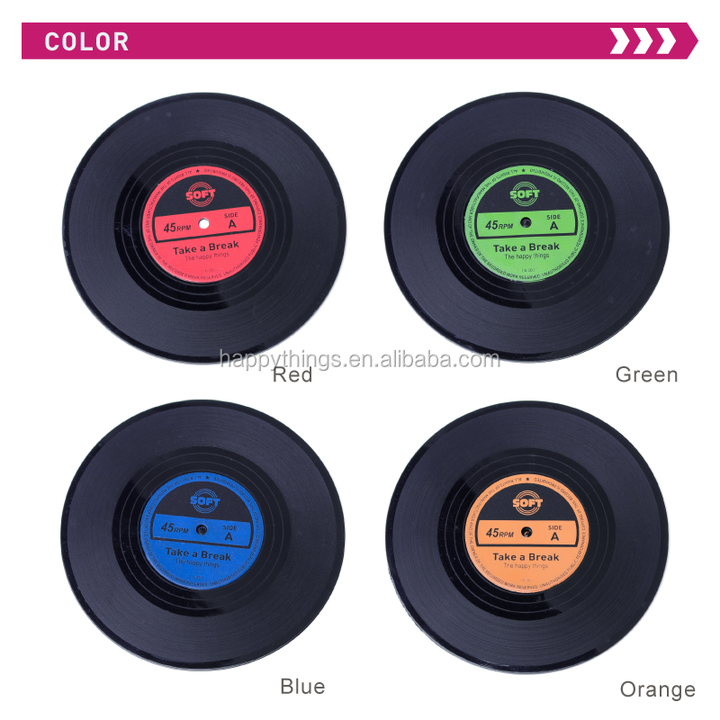 Custom Made Kitchen Gadget CD Record Vinyl Anti-Slip Silicone Rubber Coaster
