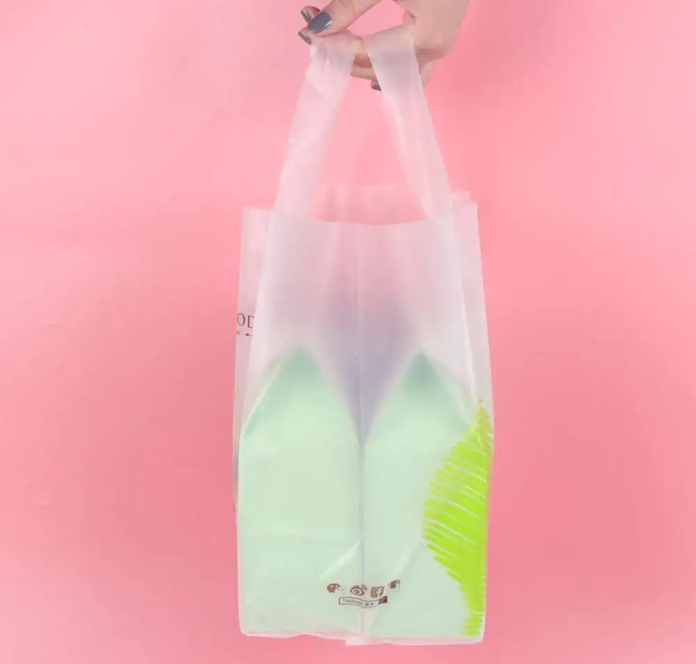 Nouveau sac transparent avec imprimés pour shopping, sachets d'emballage de vêtements, cadeau,