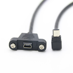 库存向下角面板安装类型USB 2.0 USB迷你B公到USB迷你B母电缆，带螺钉 - Product Image 1
