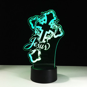 God Cross Jesus Lamp 3D โคมไฟตั้งโต๊ะแฟชั่น,ไฟกลางคืน Led USB มองเห็นสร้างสรรค์ของขวัญข้างเตียงไฟกลางคืนนอน - Product Image 1