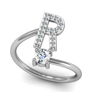 Toptan gümüş kristal Rhinestone alfabe P H M tasarım G parmak J D R B Z F T anahtar Y S İlk harf halkası