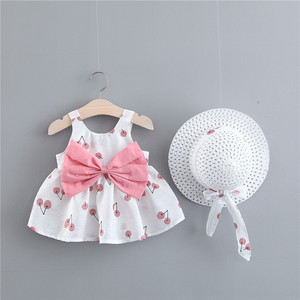 2019 heißer Verkauf Mädchen Sommer Boutique Kleidung Big Bow Wave Point Kleid