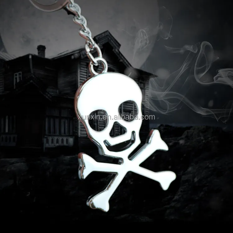 Factory directly wholesale custom Halloween skull head key ring Metal Skeleton Keychain