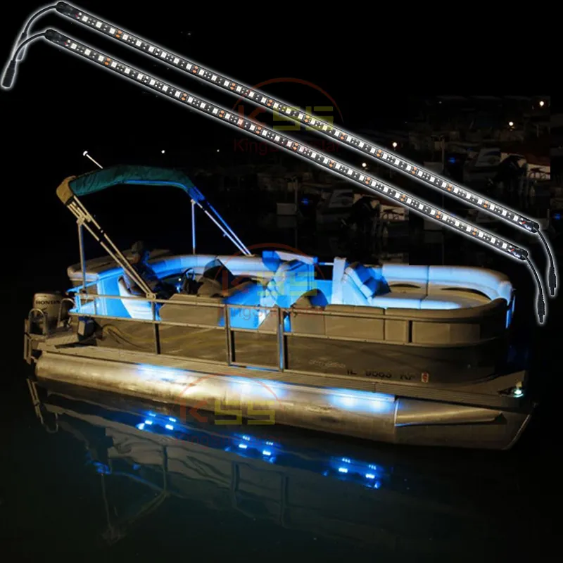 Striscia LED marina per barche con telecomando Caravan Auto Bar campeggio impermeabile 4X 24 pollici Bule Rock Light Offroad 12v Kingshow 10 pz