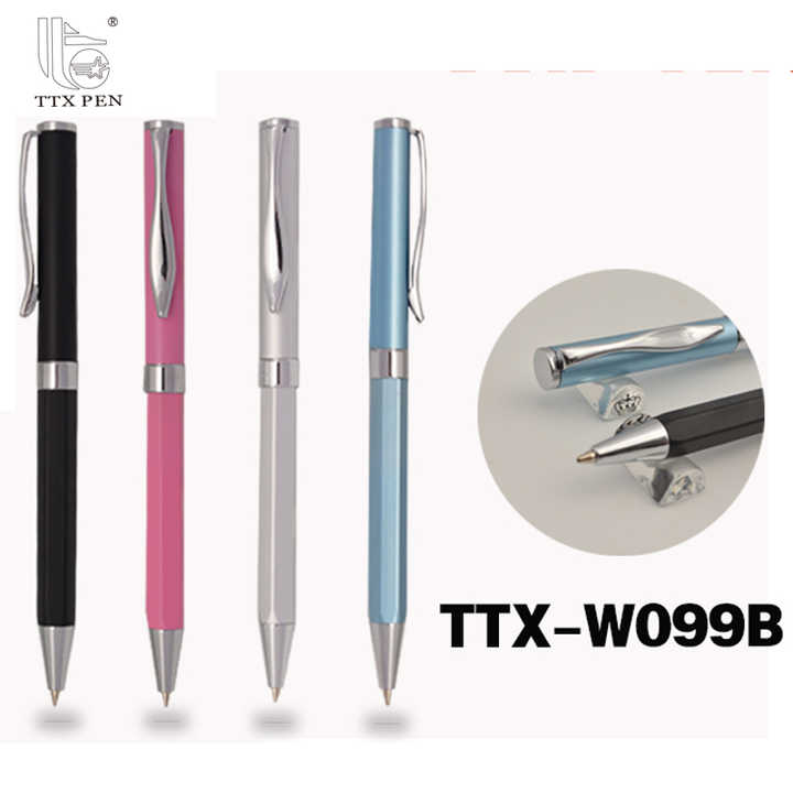TTX Customized Advertising Gift Slim Thin Body Metal UV Printing Logo Ballpoint Pen