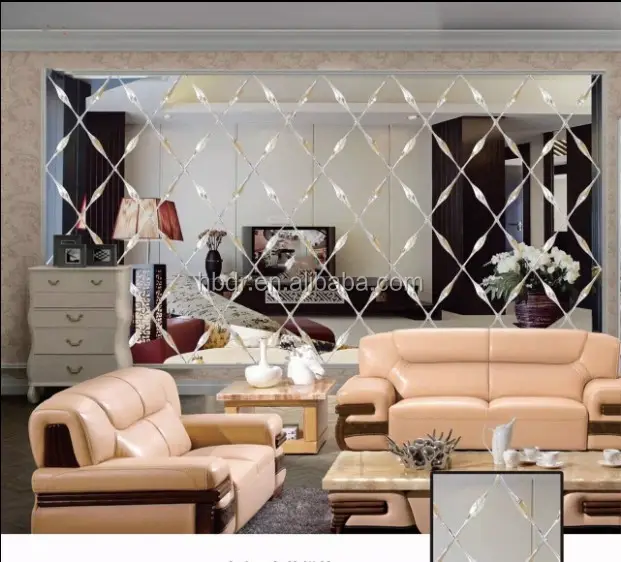 Espejos de cristal con diseño de rombo para sala de Estar, comedor, TV, decoración de fondo, pared