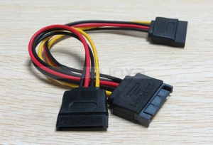 SATA 15针公至2x15针母SATA 15针1至2电源扩展Y分离器电缆适配器 - Product Image 2