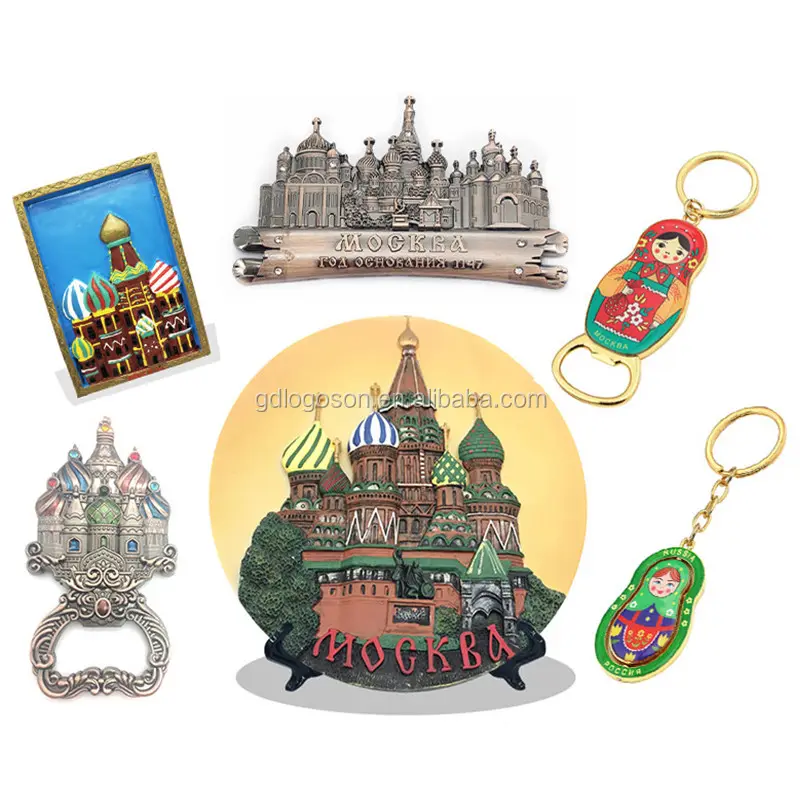 Russia souvenir piatti decorativi, magneti, portachiavi, apribottiglie, tazze, alla rinfusa personalizzato souvenir Russo