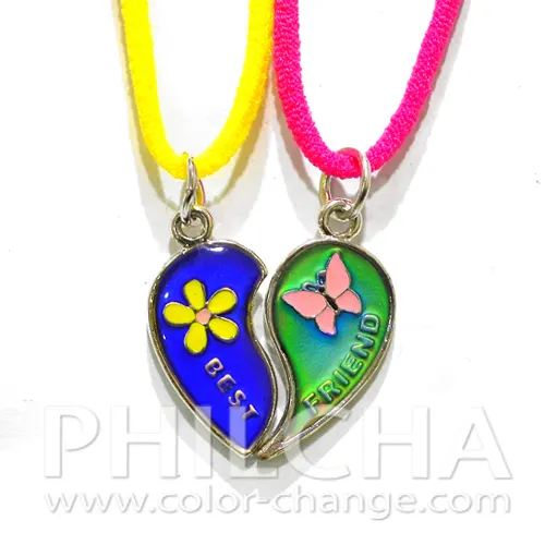 Changing Color Heart Shape Mood Pair Friendship Necklaces