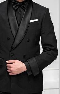 WF017 Full Black Shawl Lapel Three Pocket Double Breasted Men Suit - Product Image 2