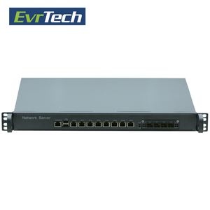 1U חומת אש barebone שרת אבטחת רשת עם 8 יציאות Lan אופציונלי סיבי רשת כרטיס