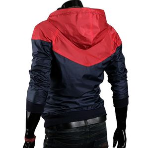 Yeni stil moda erkek kapşonlu Windbreak ceketler 100% Polyester rahat aktif renk eşleştirme kış sezon tuval örme cep - Product Image 2