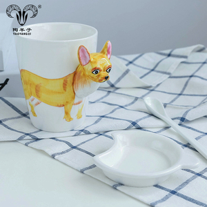 廉价物品出售，带硅胶盖子和大提手的3d动物陶瓷鼻杯 - Product Image 5