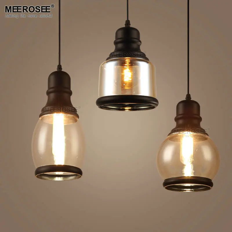 MEEROSEE Retro Industriale Lampade D'epoca Da Cucina In Vetro Luce Del Pendente MD81933