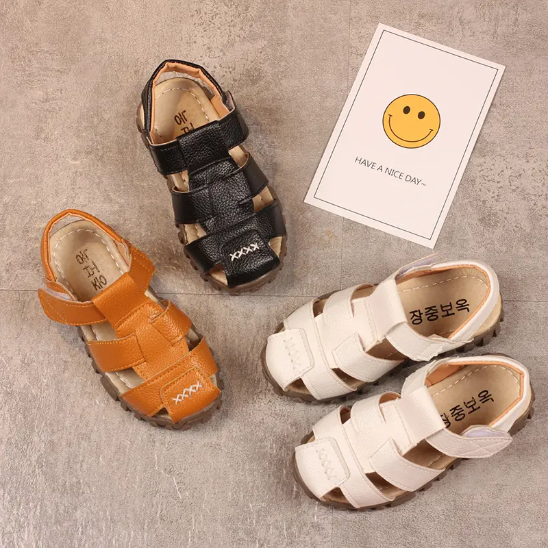 Size 21-36 Fashion Leather Children Boy Shoes Wholesale 2017 New Style Summer Brown Kids Boys Sandals