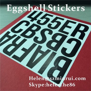 Custom Printed Eggshell StickersとDesign、10 × 10センチメートルSize BlackインクTextにWhite Egg <span class=keywords><strong>Shell</strong></span> Paper Vinyl Decal