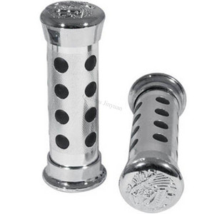 Silver Motorcycle Grips Chrome Fit <strong>7</strong>/<strong>8</strong>&quot; <strong>Handlebars</strong> Pair, CNC Custom Motorcycle Grips, Motorcycle <strong>Handlebar</strong> Grips JYG-017 - Product Image 3