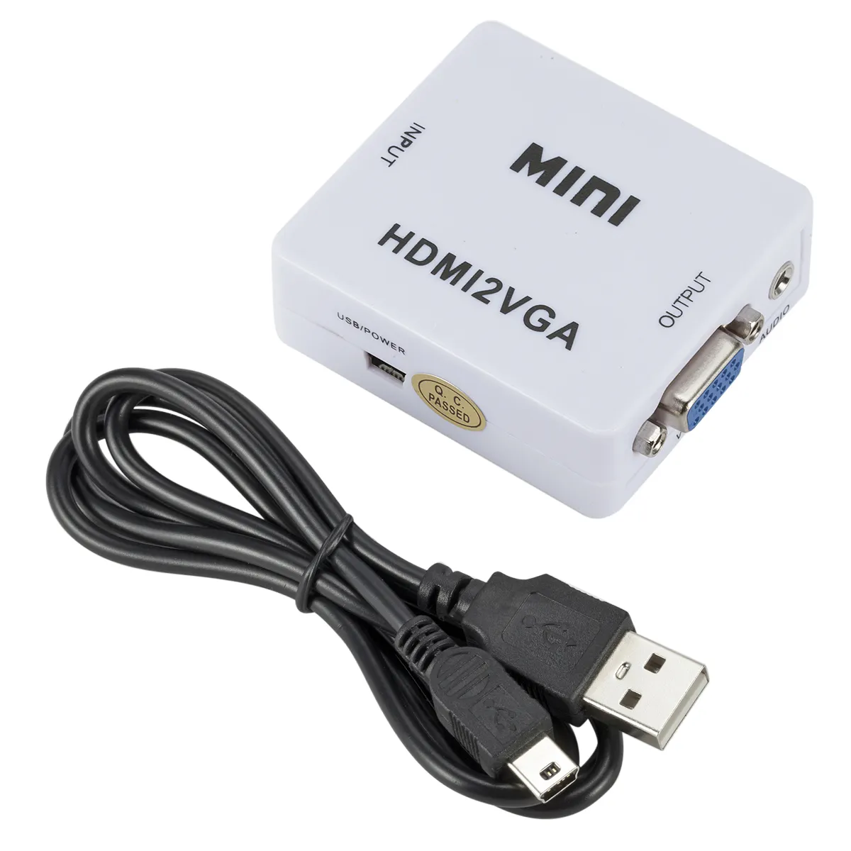 Mini adaptador hdmi para vga hdmi2vga, adaptador hdmi completo hd1080p hdmi para vga áudio hd hdtv, vídeo para pc, notebook, conversor branco atacado 2021