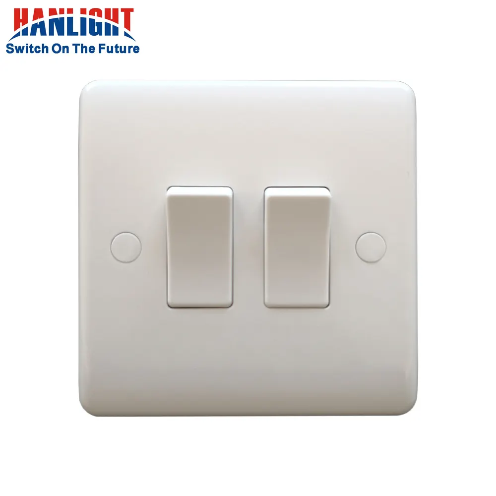 10A BS Bakelite 2 Gang 1 Way Electric Wall Light Switch for Home