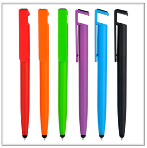 定制标志塑料圆珠笔<span class=keywords><strong>4</strong></span>合<span class=keywords><strong>1</strong></span>多功能手机座触摸屏触控笔，用于宣传固定笔座