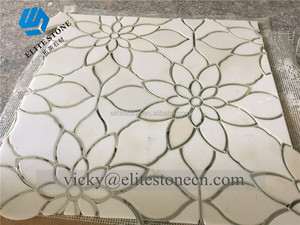 Waterjet玻璃马赛克石灰华和金线玻璃马赛克水彩马赛克 - Product Image 2
