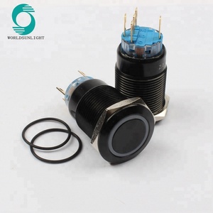 16mm 12V Black Shell LED-Verriegelung <span class=keywords><strong>Push</strong></span> On Start Auto Metall Druckknopf schalter