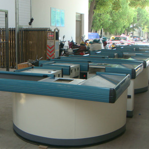 Supermarket Electronic Cash Register <strong>Counter</strong> <strong>Table</strong> Design <strong>with</strong> Conveyor Belt