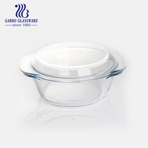 透明圆形玻璃砂锅深盘，带盖，防热，防寒防震GB13G13235 - Product Image 1
