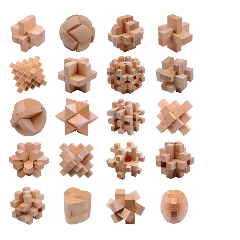 2022 nuovo stile puzzle 3d giocattolo fai da te cubo di legno educativo per bambini puzzle magico Luban Kongming Lock giocattolo Puzzle per bambini