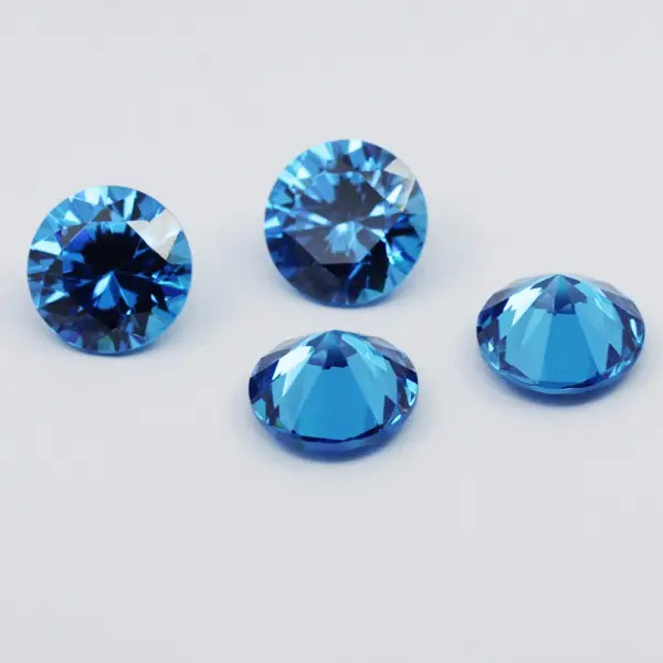 Piedra de circonia cúbica de Topacio azul cielo, corte de diamante redondo de buena calidad, al mejor precio, venta al por mayor
