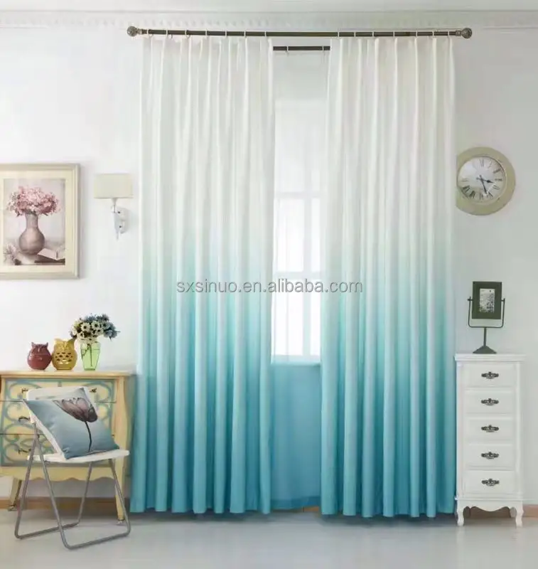 Hai tone in ấn Gradient màu Ombre Voile Sheer rèm cửa cho phòng khách phòng ngủ phòng trẻ em