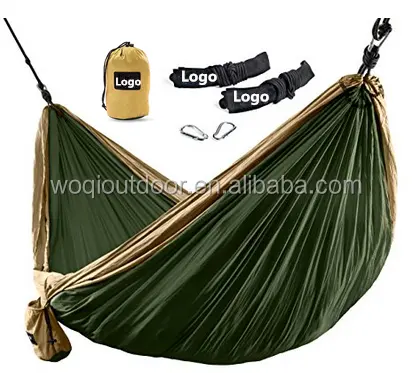 Woqi-hamaca de tela de nailon para acampar al aire libre, paracaídas, tamaño grande, 100%
