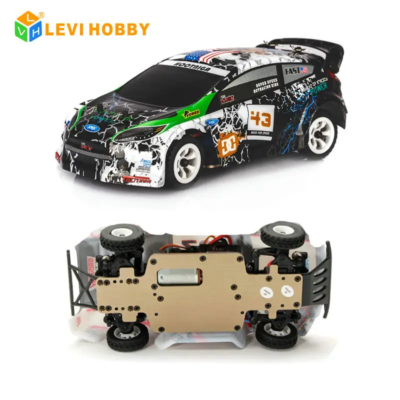 1:28 Controle Remoto Brinquedos Metal Alumínio Chassis 4WD Drift WLTOYS K989 RC Car