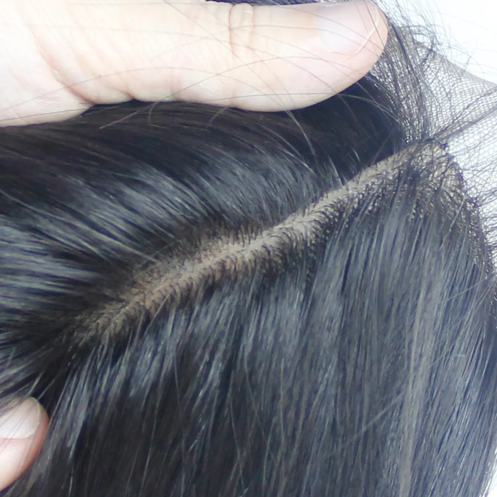Бразильские натуральные волосы со шнуровкой сверху, Волнистые Шелковые Базовые застежки 5X5 4X4