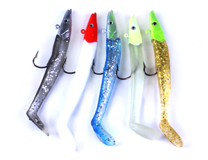 大きな魚のためのリードヘッドジグフィッシングソフトベイトシリコンソフトプラスチックフィッシングルアー19g/11cm
