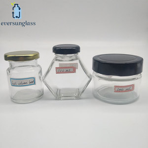 100ml Hexagon Glass Honey <strong>Jar</strong> with Wooden Lid