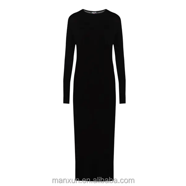 Длинное платье черные женские Простые Модные модельные платья; Для мусульманских